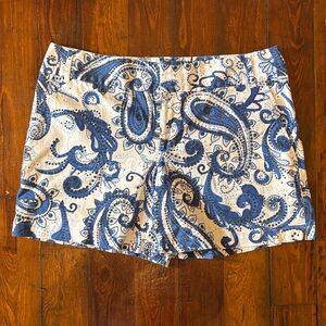 INC International Concepts Blue and White Paisley Women's Shorts - Size 12